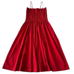 Madewell Smocked Tank Poplin Pullover Maxi Dress Size XL In Festival Red